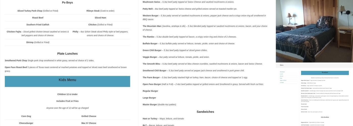 Wagon Wheel Restaurant Menu