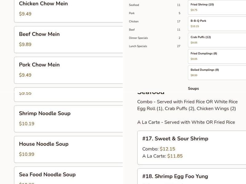 China Restaurant Menu