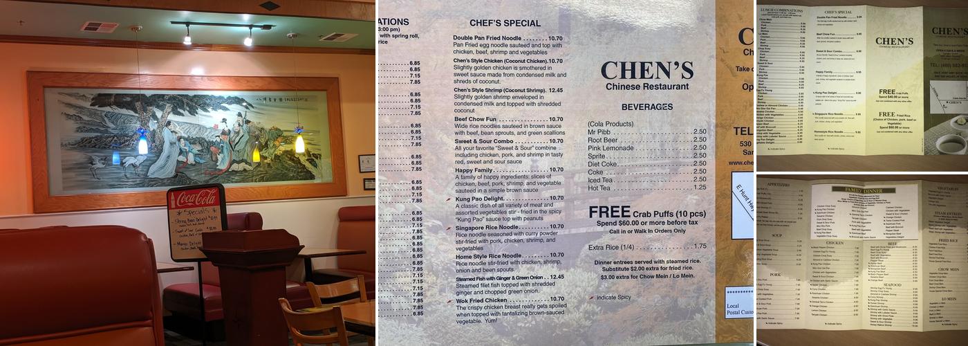 Chen's Chinese Restaurant Menu