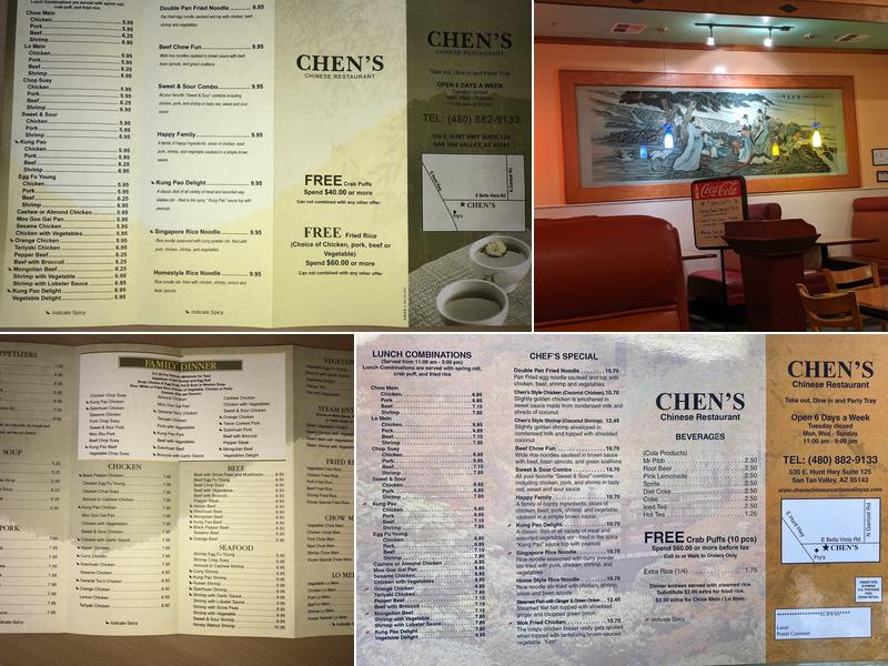 Chen's Chinese Restaurant Menu