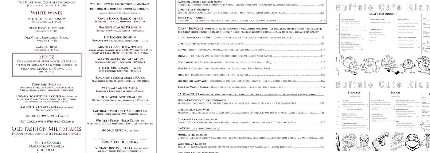 Buffalo Cafe Menu