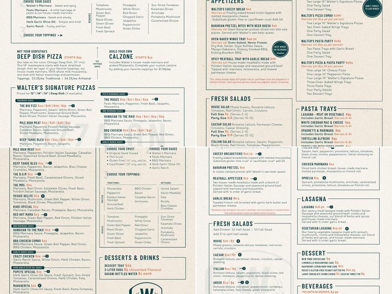 Walter's303 Pizzeria & Publik House | Flying Horse Menu