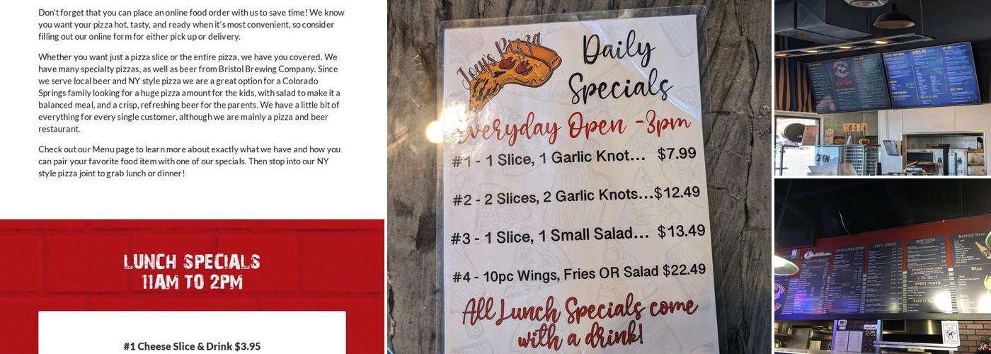 Joey's Ny Pizza Menu