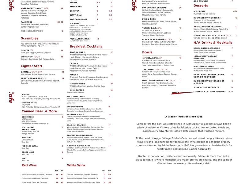 Freda's Menu