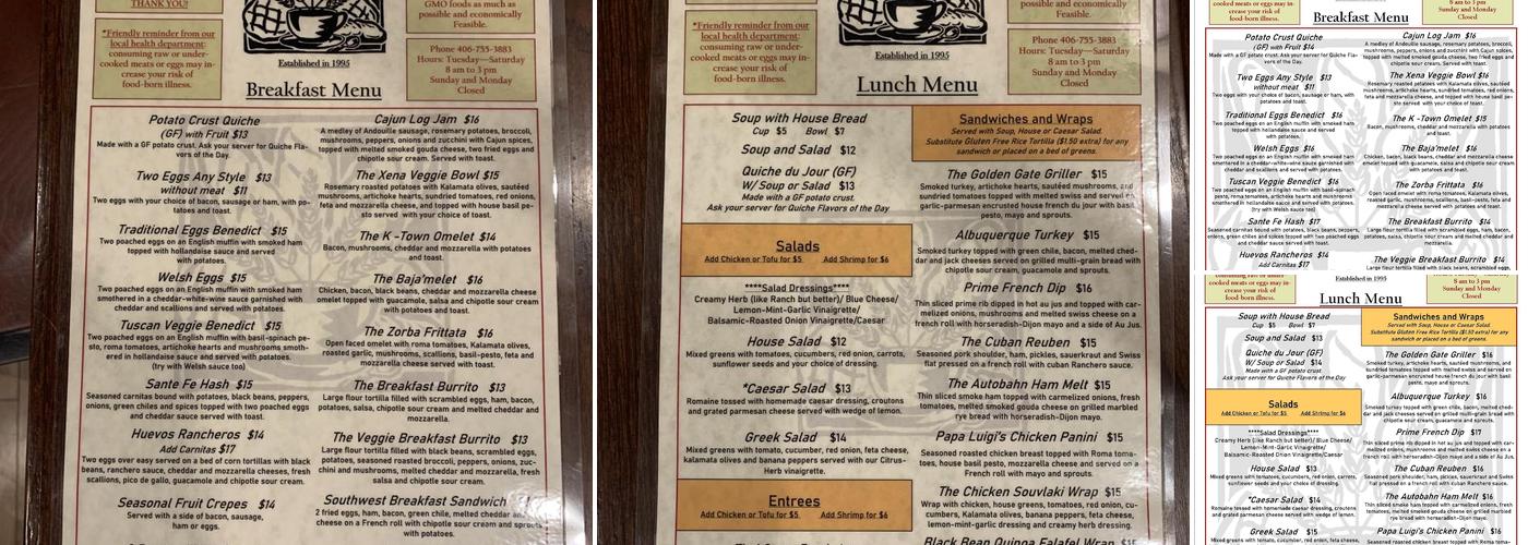 The Knead Café Menu