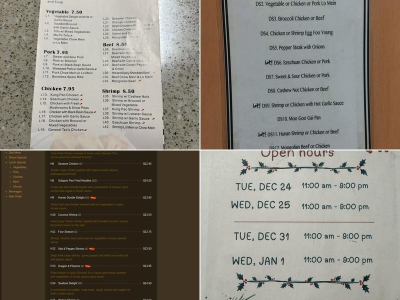 Tsing Tao Chinese Cuisine Menu