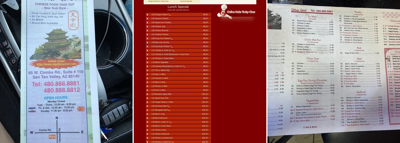China Chef Menu