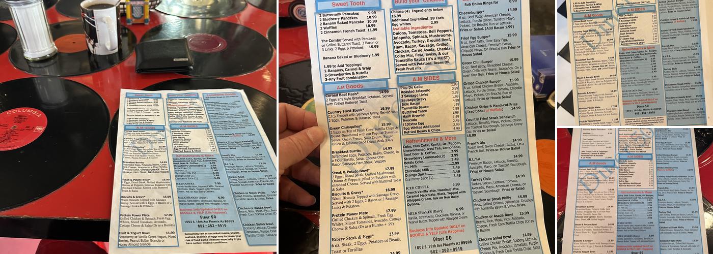 Diner 50 Menu