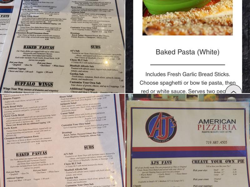 AJ's Pizzeria Menu