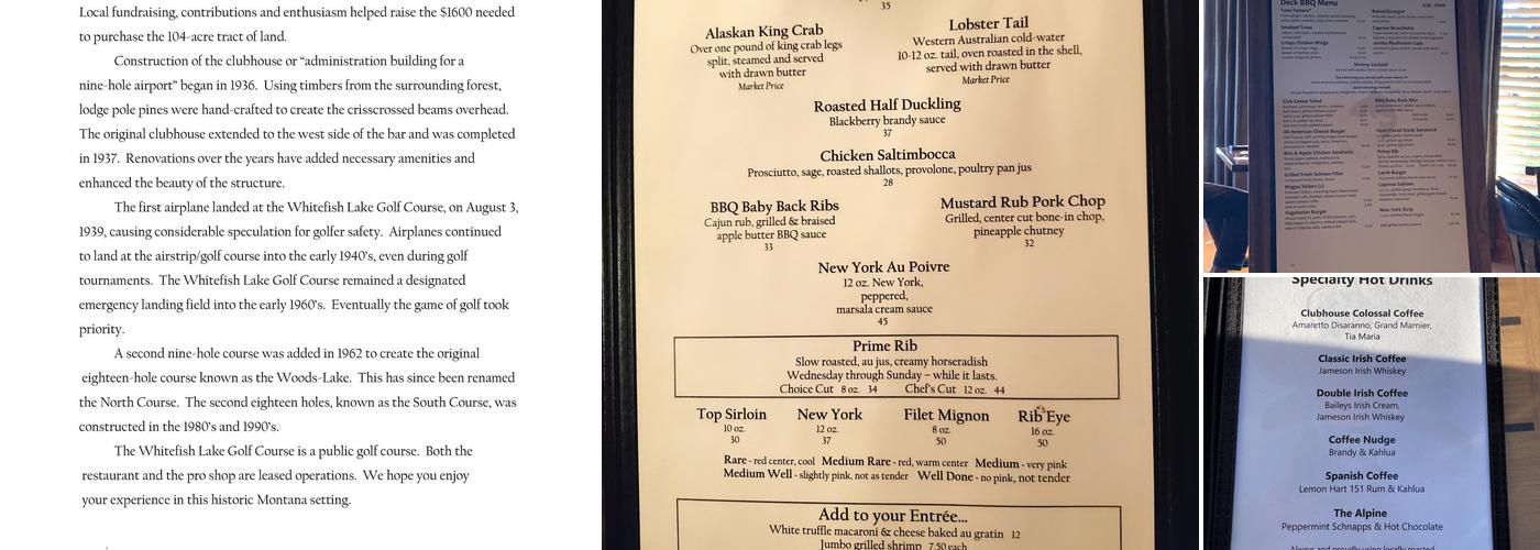 Whitefish Lake Restaurant Menu