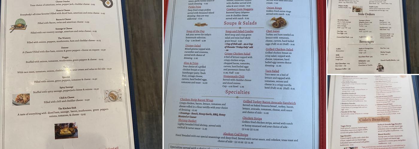 Cislo's Family Restaurant Menu