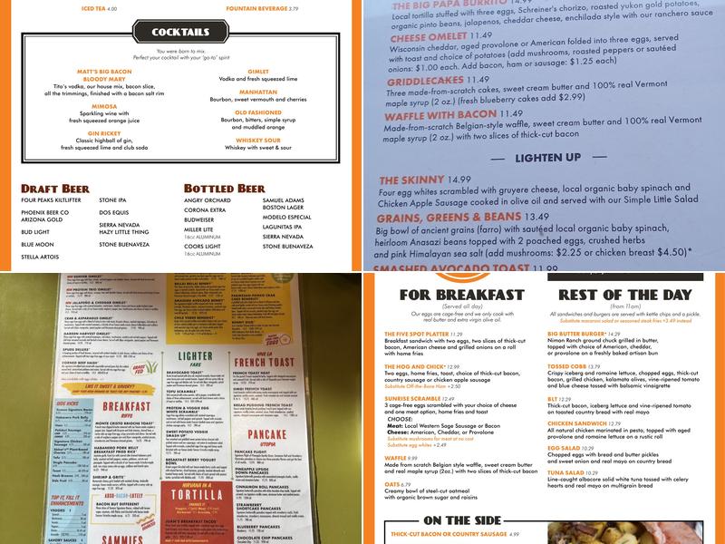 Matt's Big Breakfast Menu