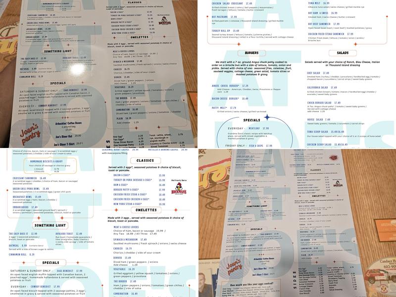 Joe's Diner Menu