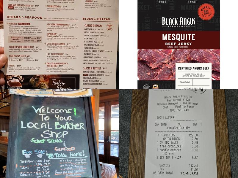 Black Angus Steakhouse Menu