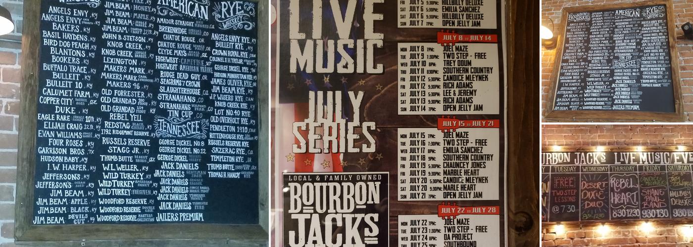 Bourbon Jacks American Tavern Menu