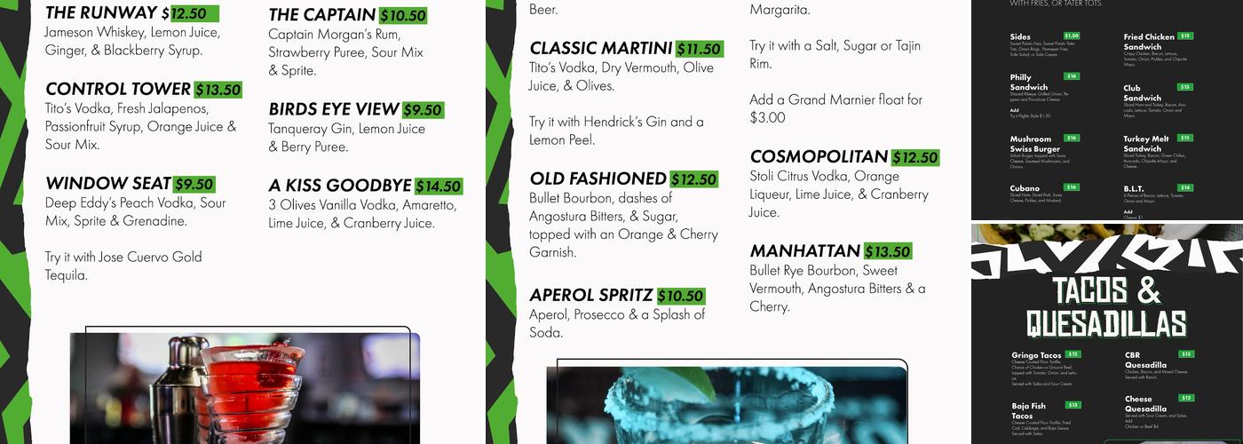 Catching Flights Bar and Grille Menu