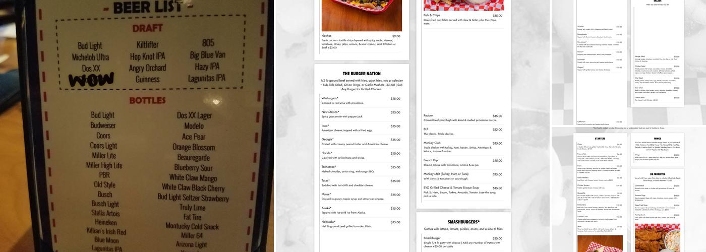 Monkey Pants Bar & Grill Menu