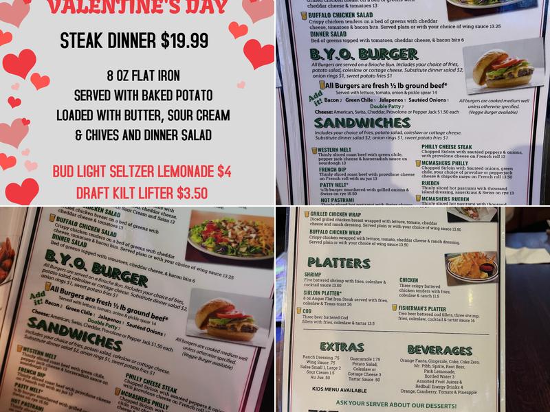 McMashers Sports Bar & Grill Menu