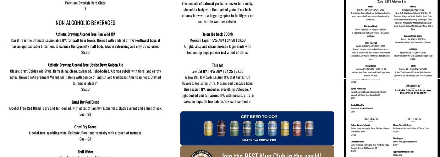 Pikes Peak Brewing Company Menu