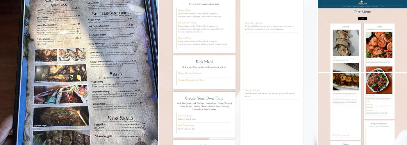 Ocean Blue Caribbean Restaurant and Bar Menu