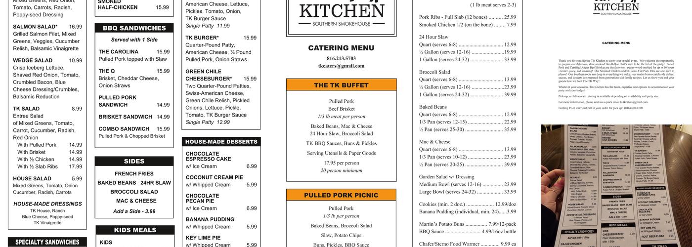 Tin Kitchen Menu