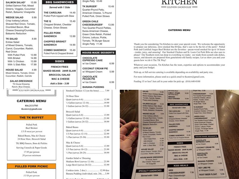 Tin Kitchen Menu