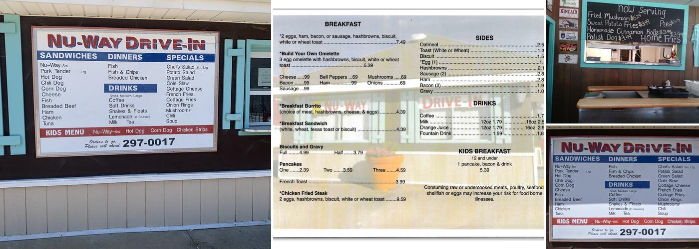 Nu-Way Drive In Menu