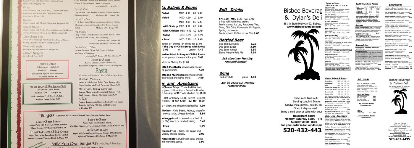 Dylan's Pizza Bistro Menu