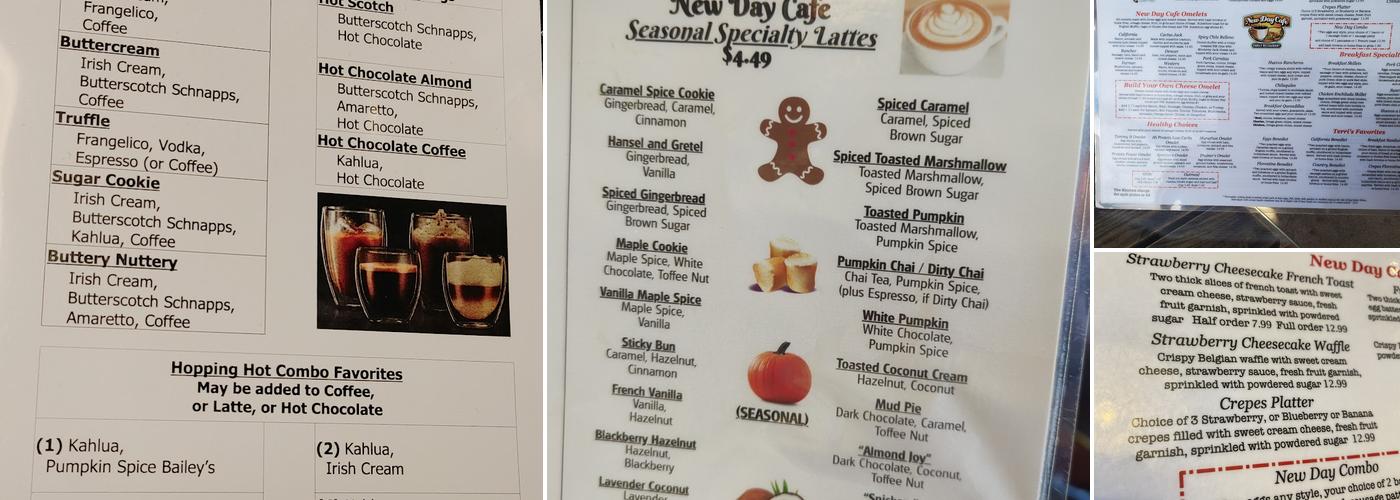 New Day Cafe Menu