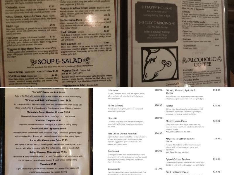 Caspian Cafe Menu