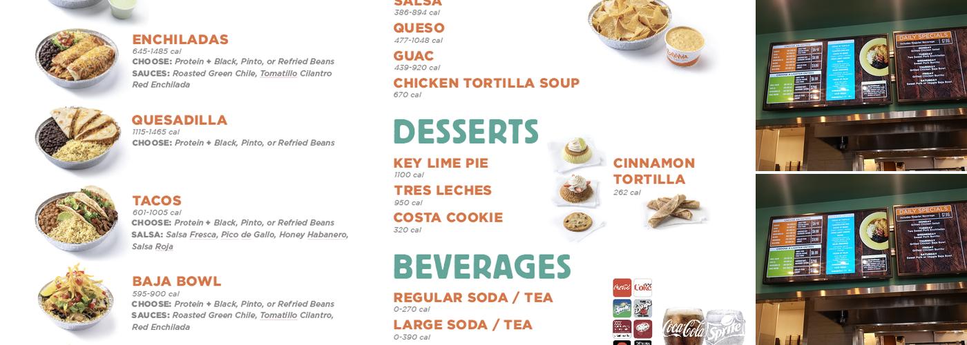 Costa Vida Menu