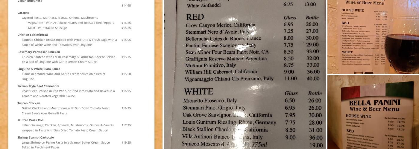 Bella Panini Menu