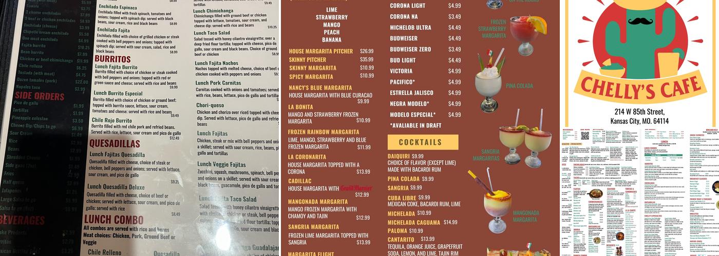 Chelly's Cafe Menu