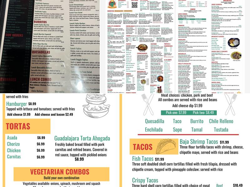 Chelly's Cafe Menu