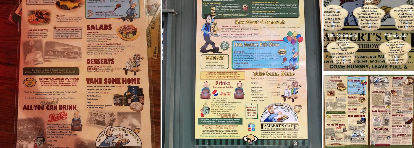 Lambert's Café Menu