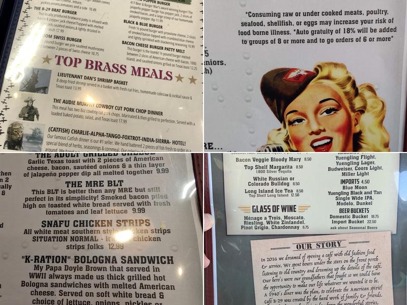 Cafe B-29 Menu