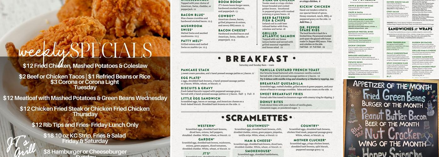 JT's Grill Menu