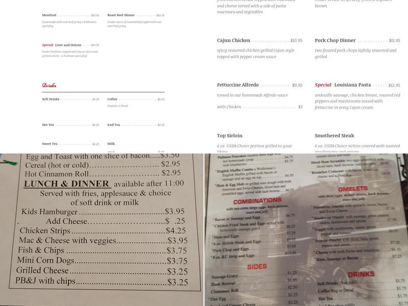Pullman Place Family Restaurant Menu