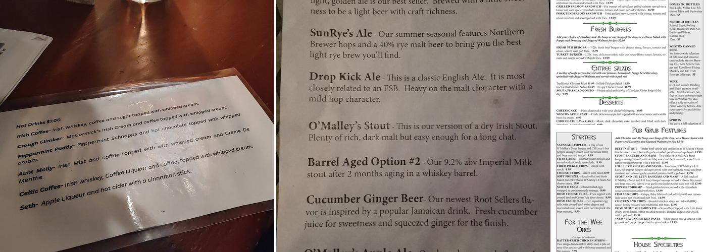 America Bowman Restaurant Menu