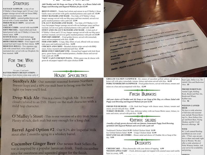 America Bowman Restaurant Menu