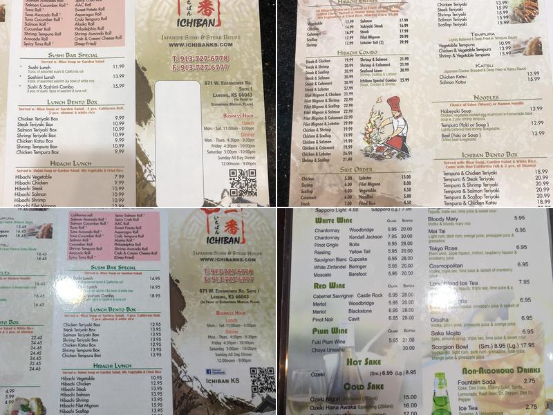 Ichiban Japanese Restaurant Menu