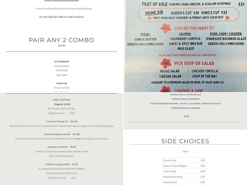 Creative Cafe Menu
