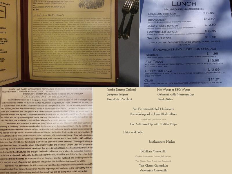 BeDillon`s Restaurant Menu
