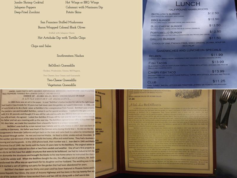 BeDillon`s Restaurant Menu