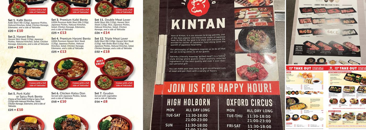 Kintan Japanese BBQ Menu