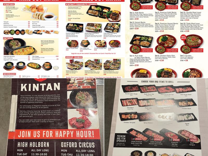 Kintan Japanese BBQ Menu