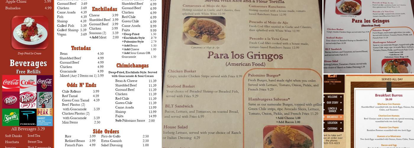 Casa Palomino Mexican Restaurant Menu