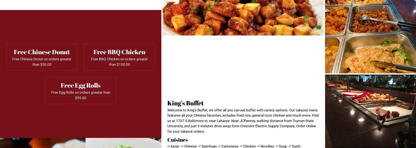 King's Buffet Menu