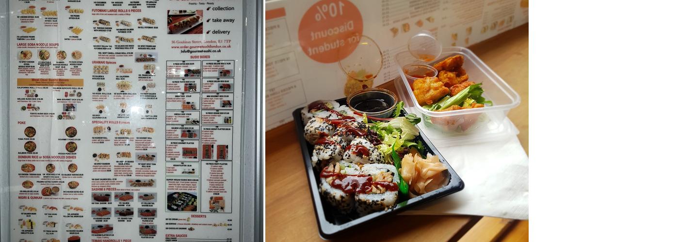 Gourmet Sushi, Spitalfields Menu