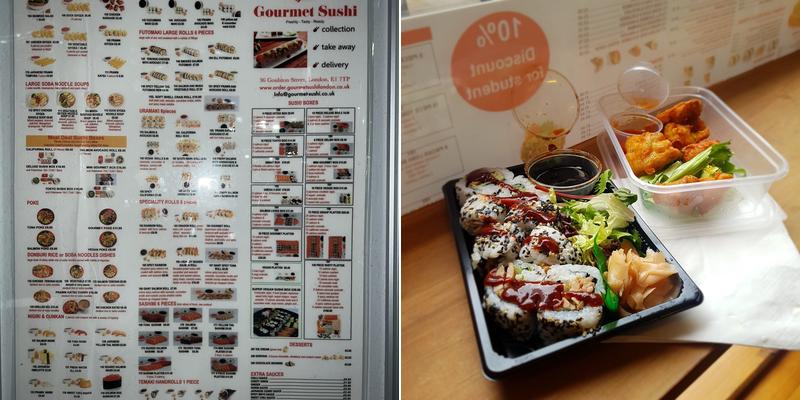 Gourmet Sushi, Spitalfields Menu